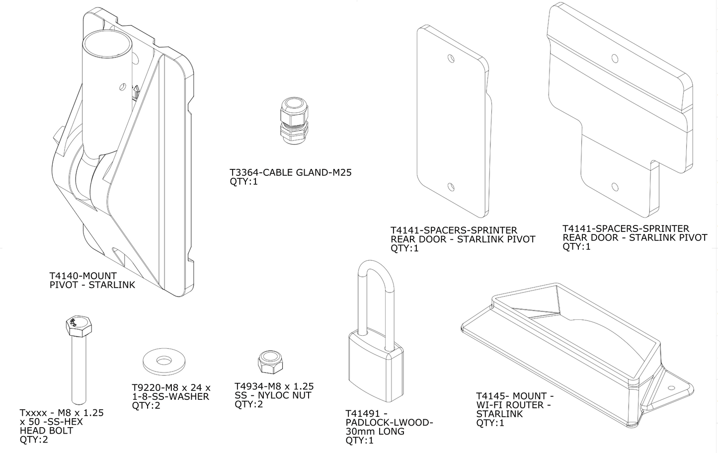 TRAKKA Starlink Antenna and Router Mount for Campervans, Motorhomes and Caravans Antenna Mount  Motorhome Campervan Camper Van Conversion RV Recreational vehicle Future Next Gen Modular Cabinetry.