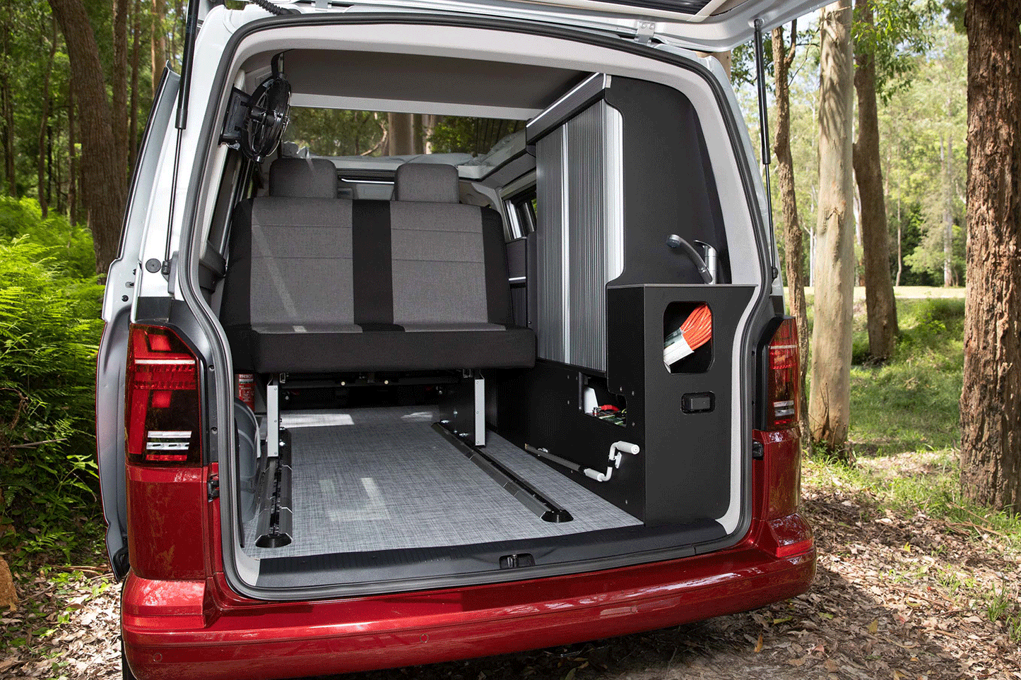 TRAKKA VW Transporter Smartbed System   Motorhome Campervan Camper Van Conversion RV Recreational vehicle Future Next Gen Modular Cabinetry.