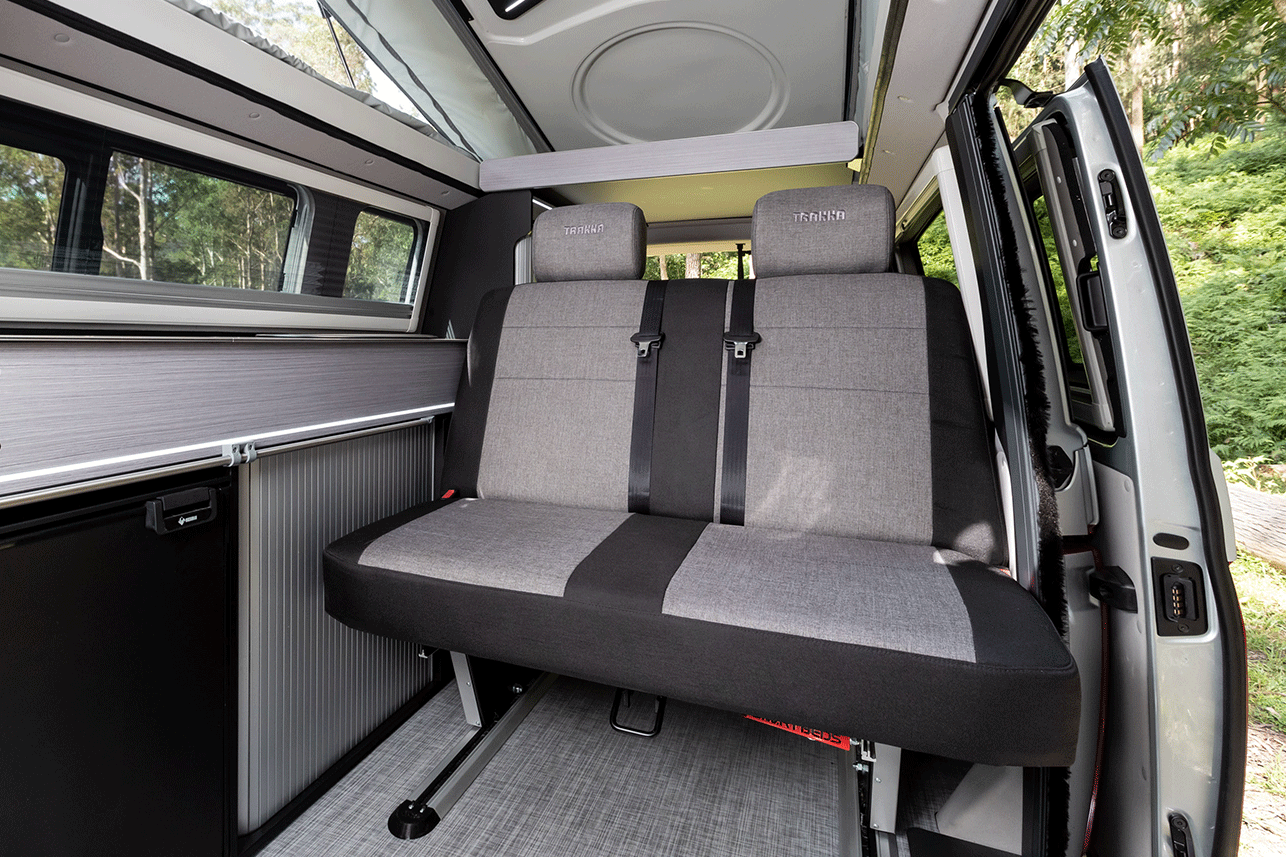 TRAKKA VW Transporter Smartbed System   Motorhome Campervan Camper Van Conversion RV Recreational vehicle Future Next Gen Modular Cabinetry.