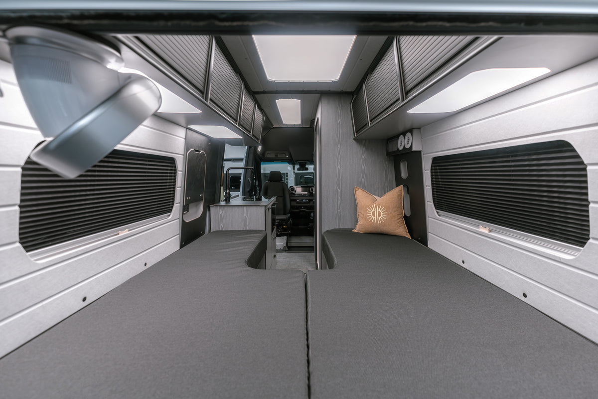 Jabiru J2M interior with the bed made up (model photo)