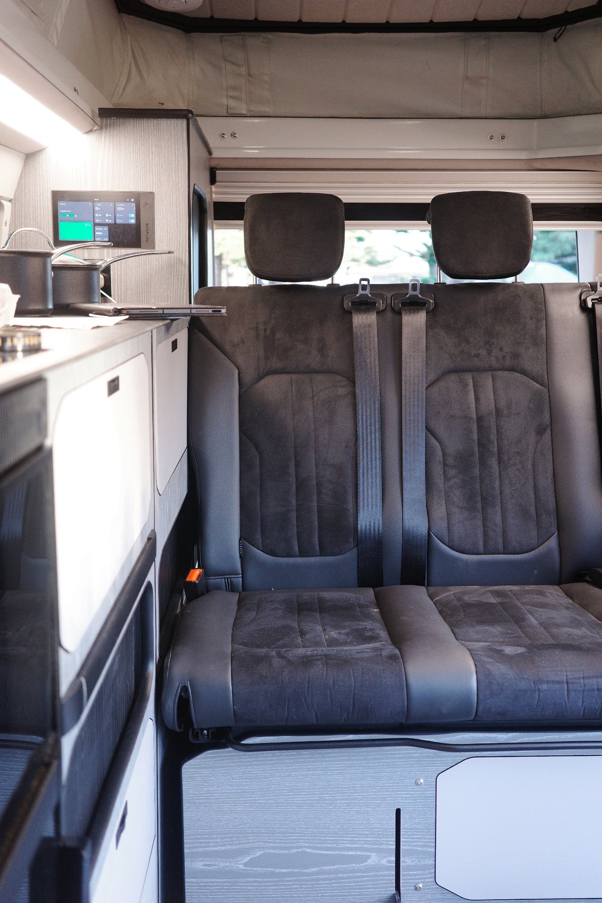 Trakkadu interior looking forward over the rear seat