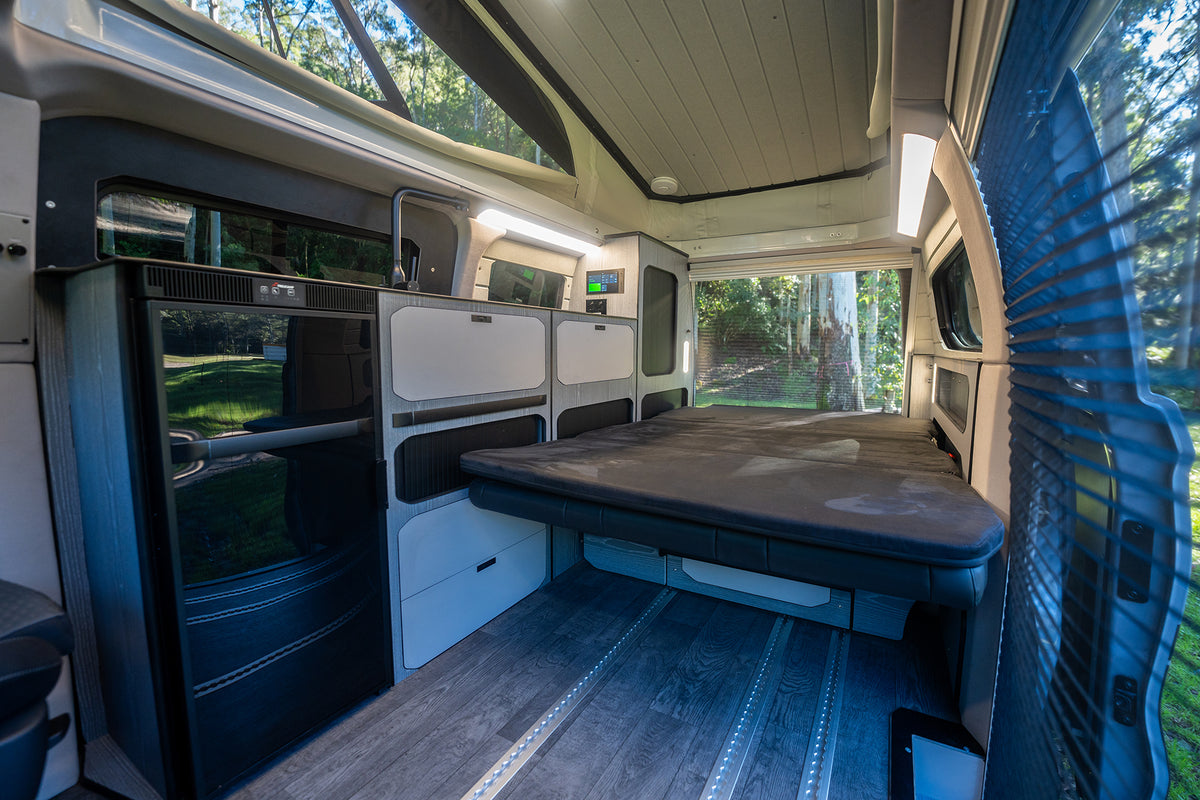 Trakkadu interior with the bed made up (model photo)