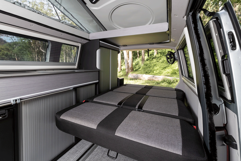 
                  
                    TRAKKA VW Transporter Smartbed System   Motorhome Campervan Camper Van Conversion RV Recreational vehicle Future Next Gen Modular Cabinetry.
                  
                