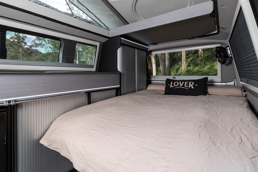 
                  
                    TRAKKA VW Transporter Smartbed System   Motorhome Campervan Camper Van Conversion RV Recreational vehicle Future Next Gen Modular Cabinetry.
                  
                